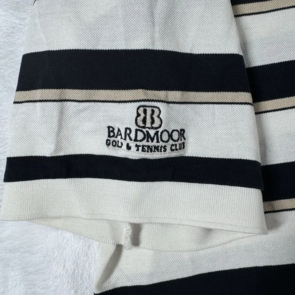Vintage Golf Polo Ralph‎ Lauren Mens XL White/Black Striped Pony Performance